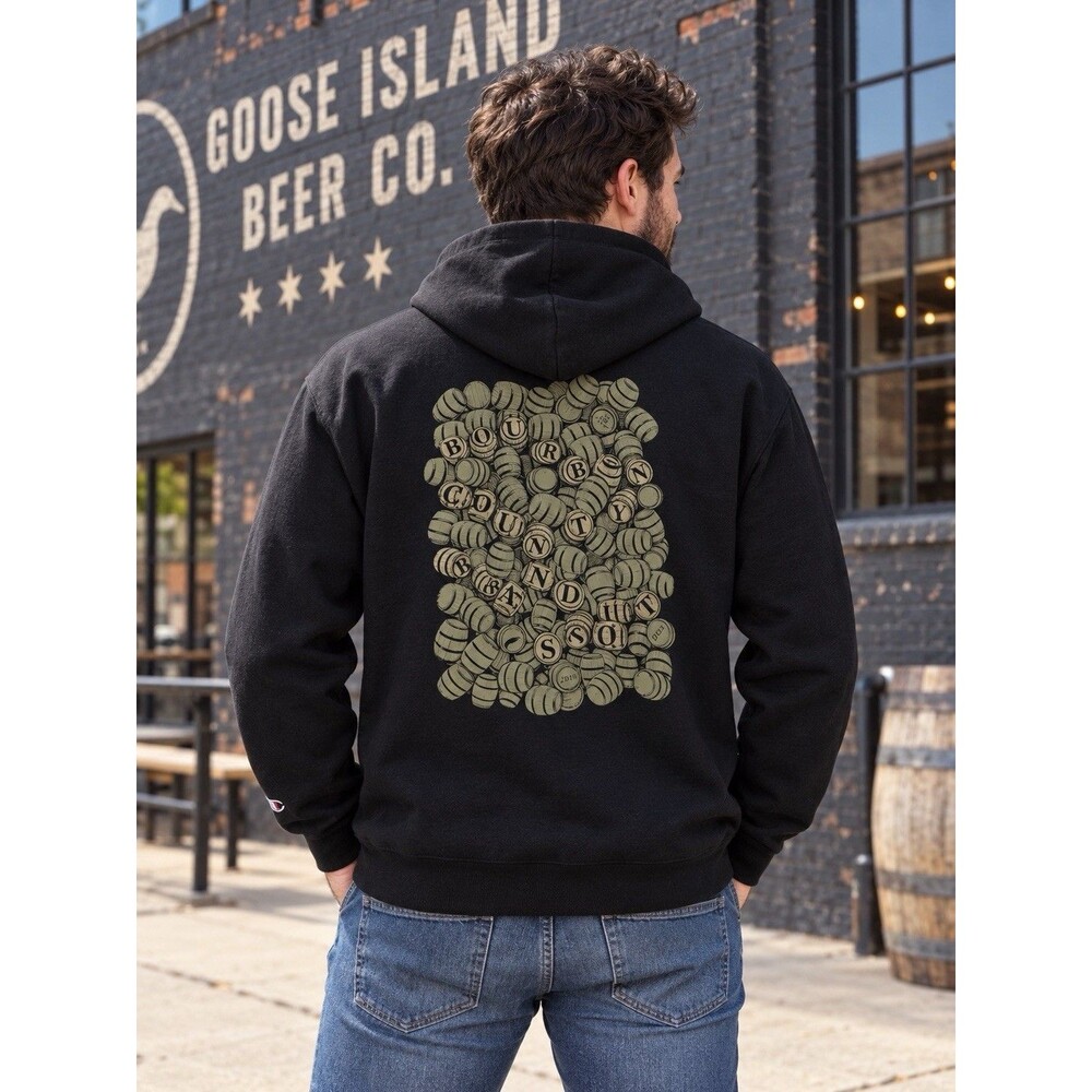 Champion Goose Island Bourbon County Stout Beer Hoodie Black Large  Unisex 2019